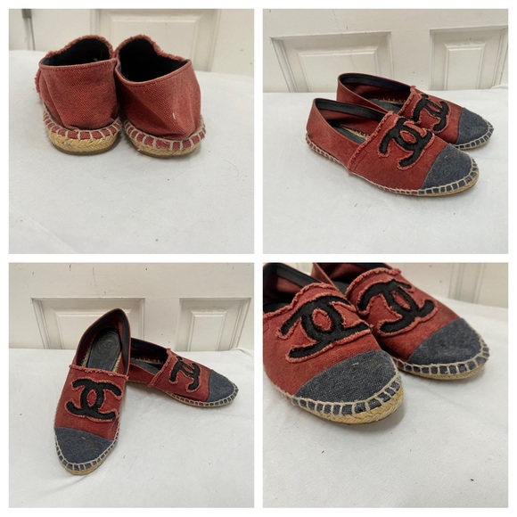 Chanel CC Logo Canvas Woman Espadrille Slip Shoes Size 7 - Picture 11 of 11